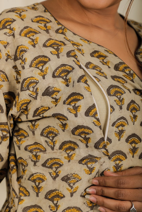 Kashish Block Print Dress For New Mom
