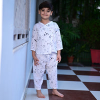 Thumbnail for White Soft Cotton Nightwear Co-Ord Set Duo Boy's & Girl's