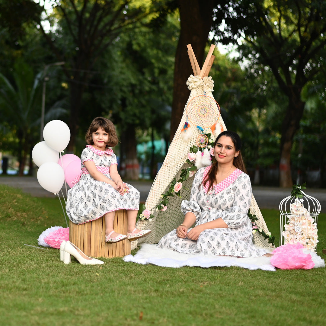 Mom & Daughter Cotton Hand Block Printed Twinning Set Duo