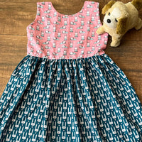 Thumbnail for Bubblegum Pink Blue Bunny Print Spun Cotton Sleeveless Nighty For Girls