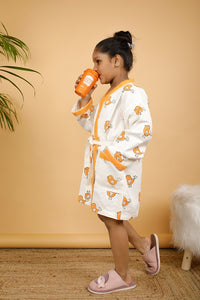 Thumbnail for Happy Birdy Premium Cotton Hand Block Printed Bathrobe.