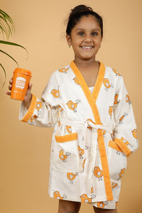Thumbnail for Happy Birdy Premium Cotton Hand Block Printed Bathrobe.