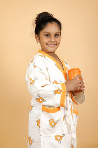 Thumbnail for Happy Birdy Premium Cotton Hand Block Printed Bathrobe.