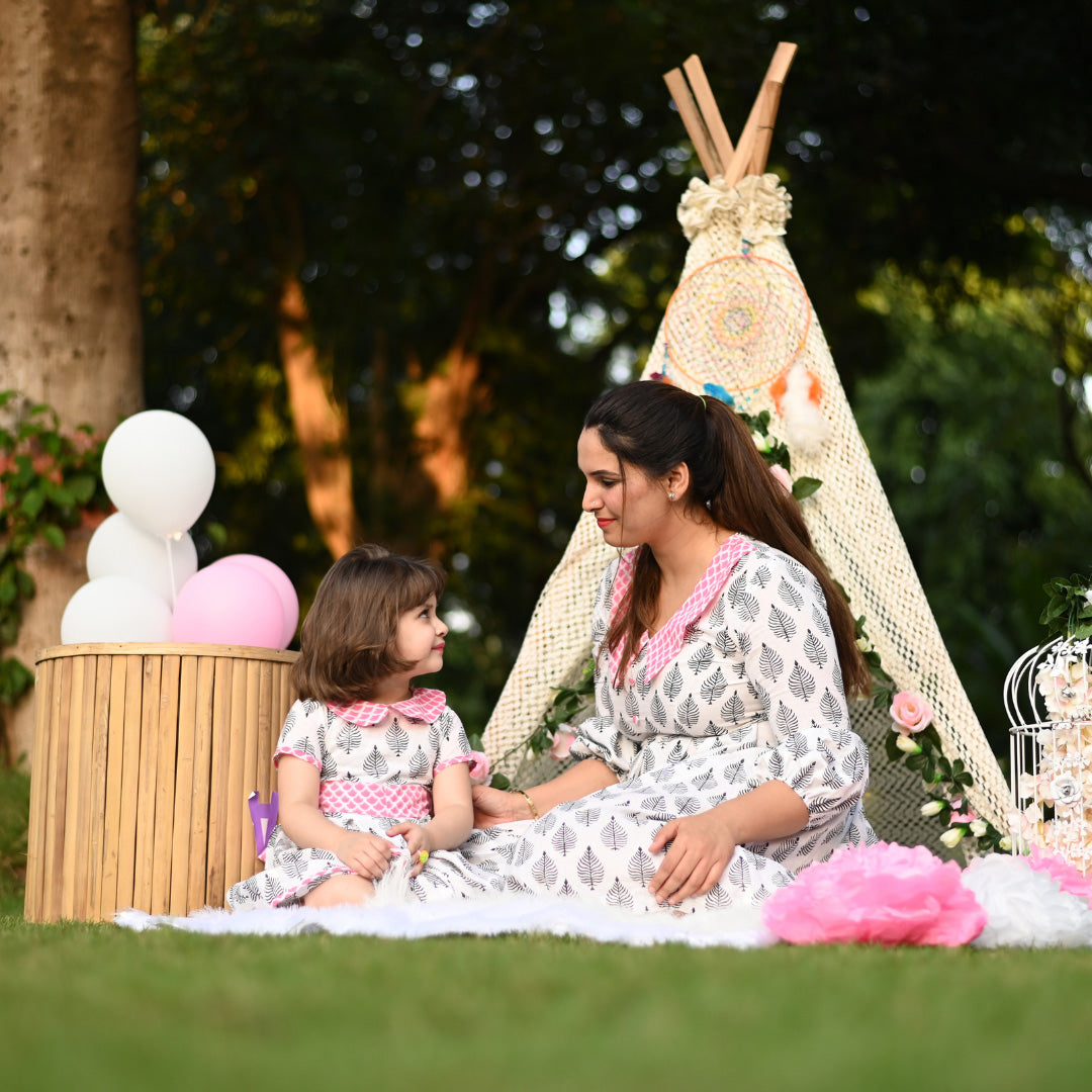 Mom & Daughter Cotton Hand Block Printed Twinning Set Duo
