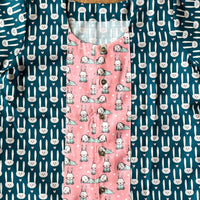 Thumbnail for Blue Bunny Hand Block Printed Cotton Unisex Night Suit