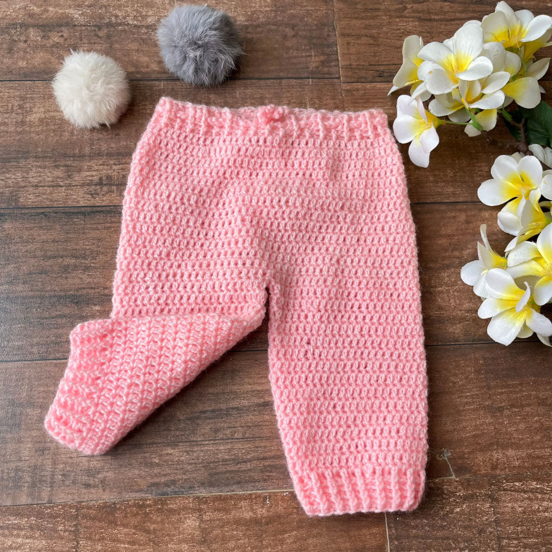 Peach pink hand-knitted soft wollen pajama