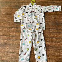 Thumbnail for White Soft Cotton Animal Printed Nightwear For Boys