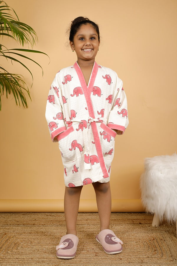 Joy Ele Premium Cotton Hand Block Printed Bathrobe