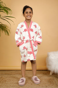 Thumbnail for Joy Ele Premium Cotton Hand Block Printed Bathrobe