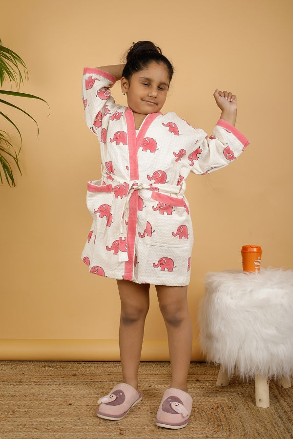 Joy Ele Premium Cotton Hand Block Printed Bathrobe