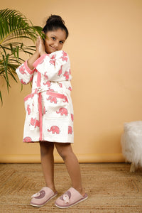 Thumbnail for Joy Ele Premium Cotton Hand Block Printed Bathrobe