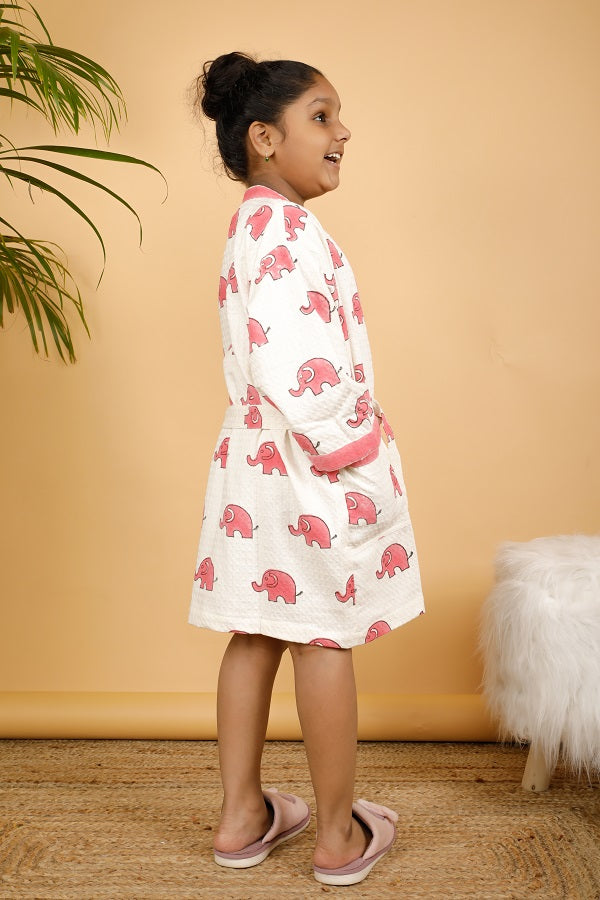 Joy Ele Premium Cotton Hand Block Printed Bathrobe