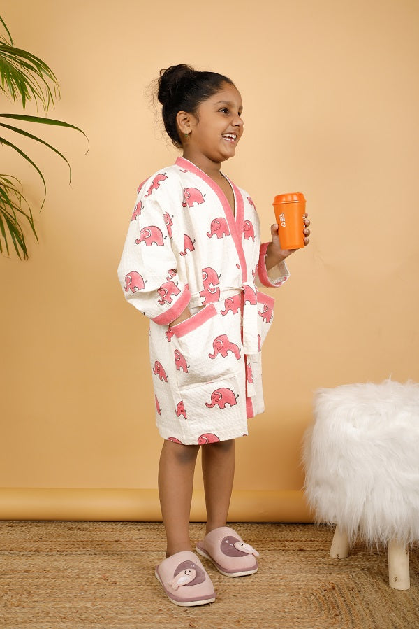 Joy Ele Premium Cotton Hand Block Printed Bathrobe