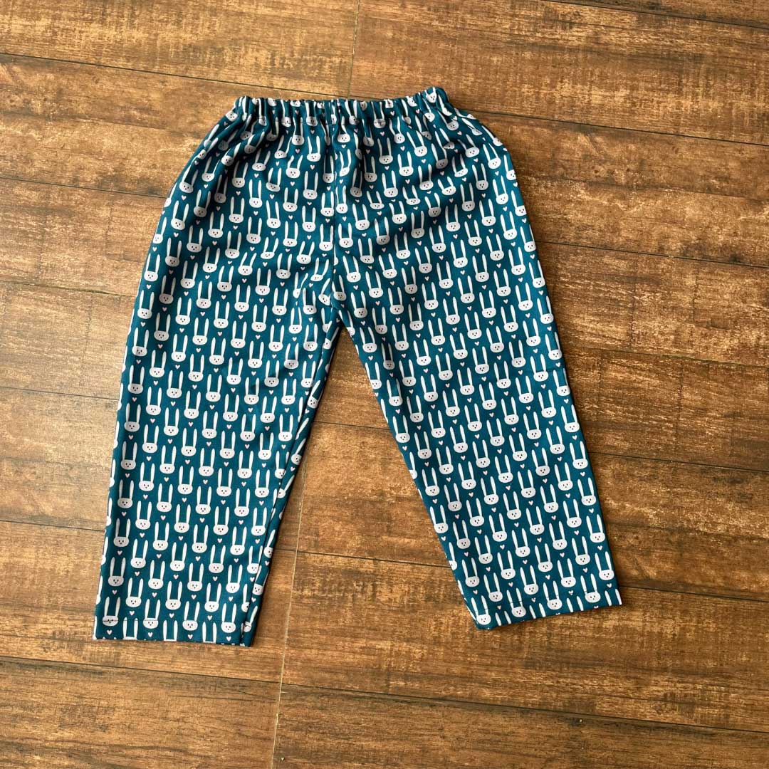 Blue Bunny Hand Block Printed Cotton Unisex Night Suit