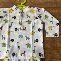 Thumbnail for White Animal Print Soft Cotton Nightwear For Girl's