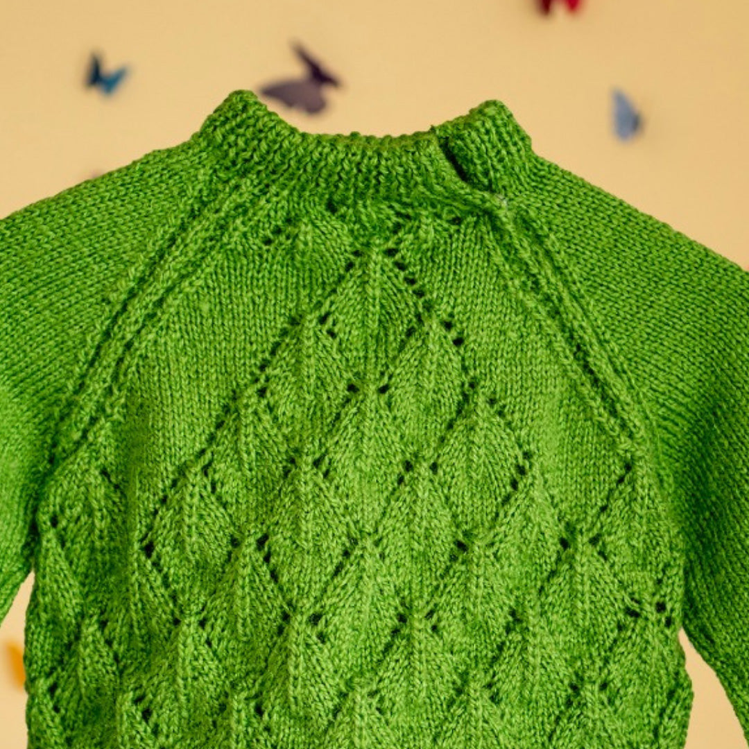 Green Handknitted Woollen Pullover