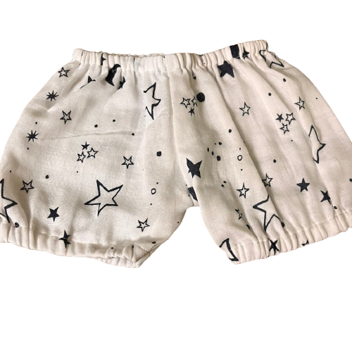 White Muslin Infant Jhabla With Bloomers