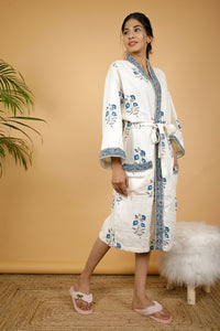 Thumbnail for Tulip Premium Cotton Hand Block Printed Bathrobe