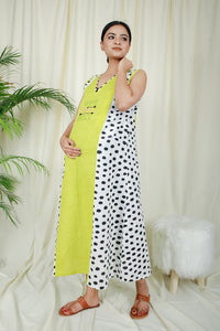 Thumbnail for Lime Green Embroidered Anadi Mom Sleeveless Dress