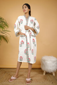 Thumbnail for Cupid Premium Cotton Hand Block Printed Bathrobe