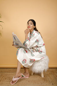 Thumbnail for Cupid Premium Cotton Hand Block Printed Bathrobe