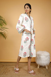 Thumbnail for Cupid Premium Cotton Hand Block Printed Bathrobe