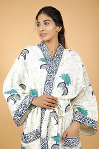 Thumbnail for Beach Love Premium Cotton Hand Block Printed Bathrobe