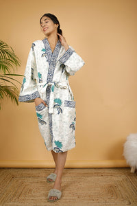 Thumbnail for Beach Love Premium Cotton Hand Block Printed Bathrobe