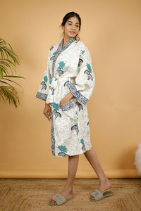 Thumbnail for Beach Love Premium Cotton Hand Block Printed Bathrobe