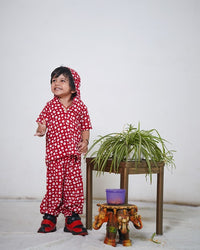 Thumbnail for Red Polka Dot Cotton Block Print hoody 2 Piece Unisex Co-Ord Set