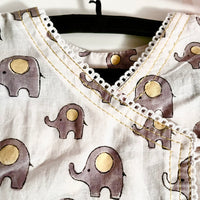 Thumbnail for White and Yellow Block Printed Cotton Overlap Elle Infant Jhabla