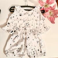 Thumbnail for White Muslin Infant Jhabla With Bloomers