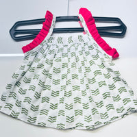 Thumbnail for White Green Soft Cotton Sleeveless Infant Jhabla