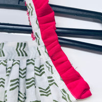 Thumbnail for White Green Soft Cotton Sleeveless Infant Jhabla