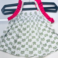 Thumbnail for White Green Soft Cotton Sleeveless Infant Jhabla