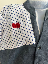Thumbnail for Basic Blue Laycra Denim Designer Polka Dot Full Sleeves Shirt with Heart Embroydri For Boys