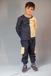 Thumbnail for Blue Printed Laycra Denim Unisex Co-ord Set
