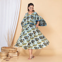 Thumbnail for Indigo Bagru Ajrakh Cotton Poncho Dress