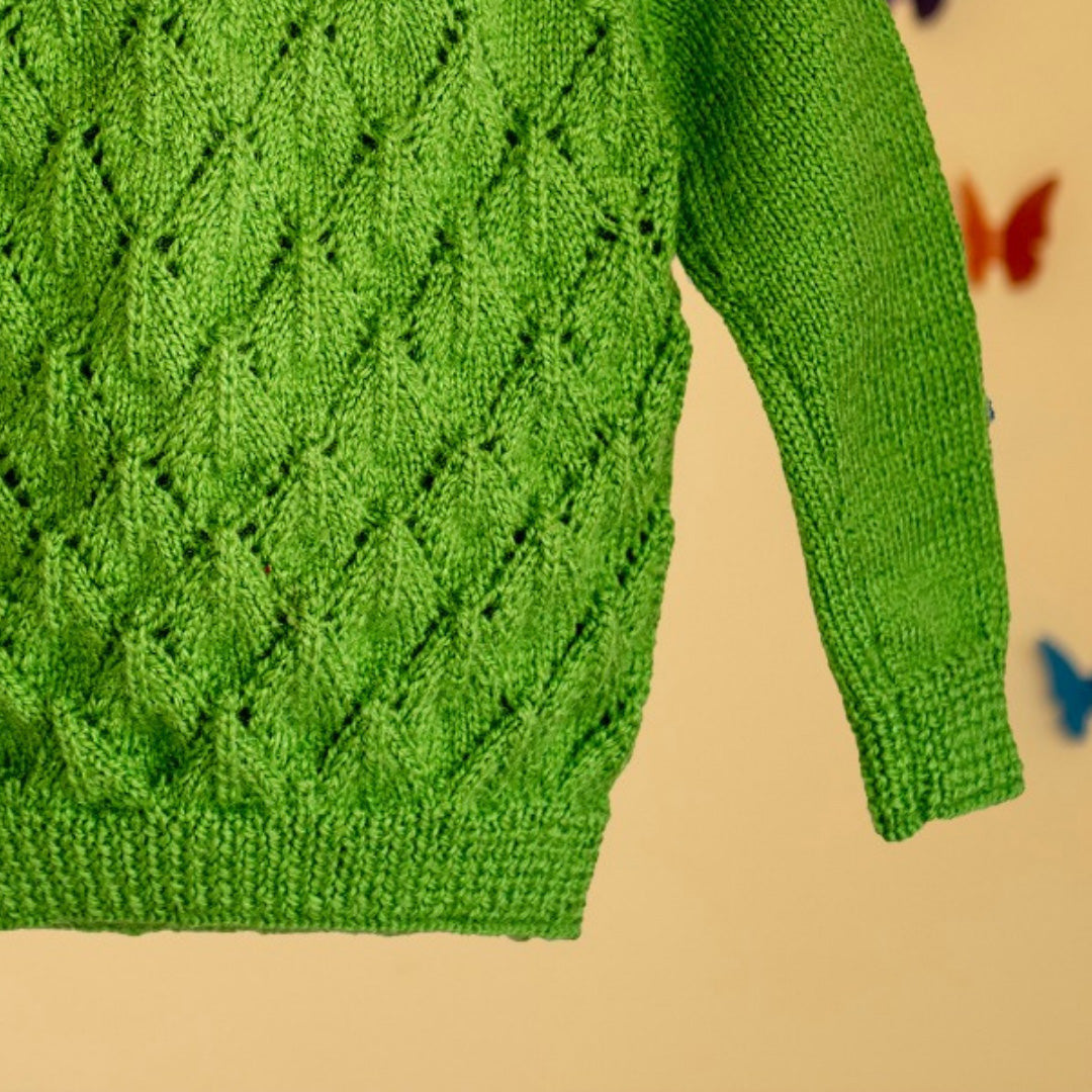 Green Handknitted Woollen Pullover