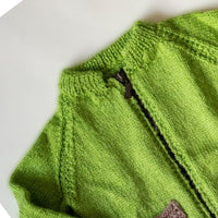Thumbnail for Refreshing Green Handknitted Woollen Front Zipper Pullover With Pockets