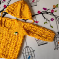 Thumbnail for Yellow Handknitted Woollen Set for infants.