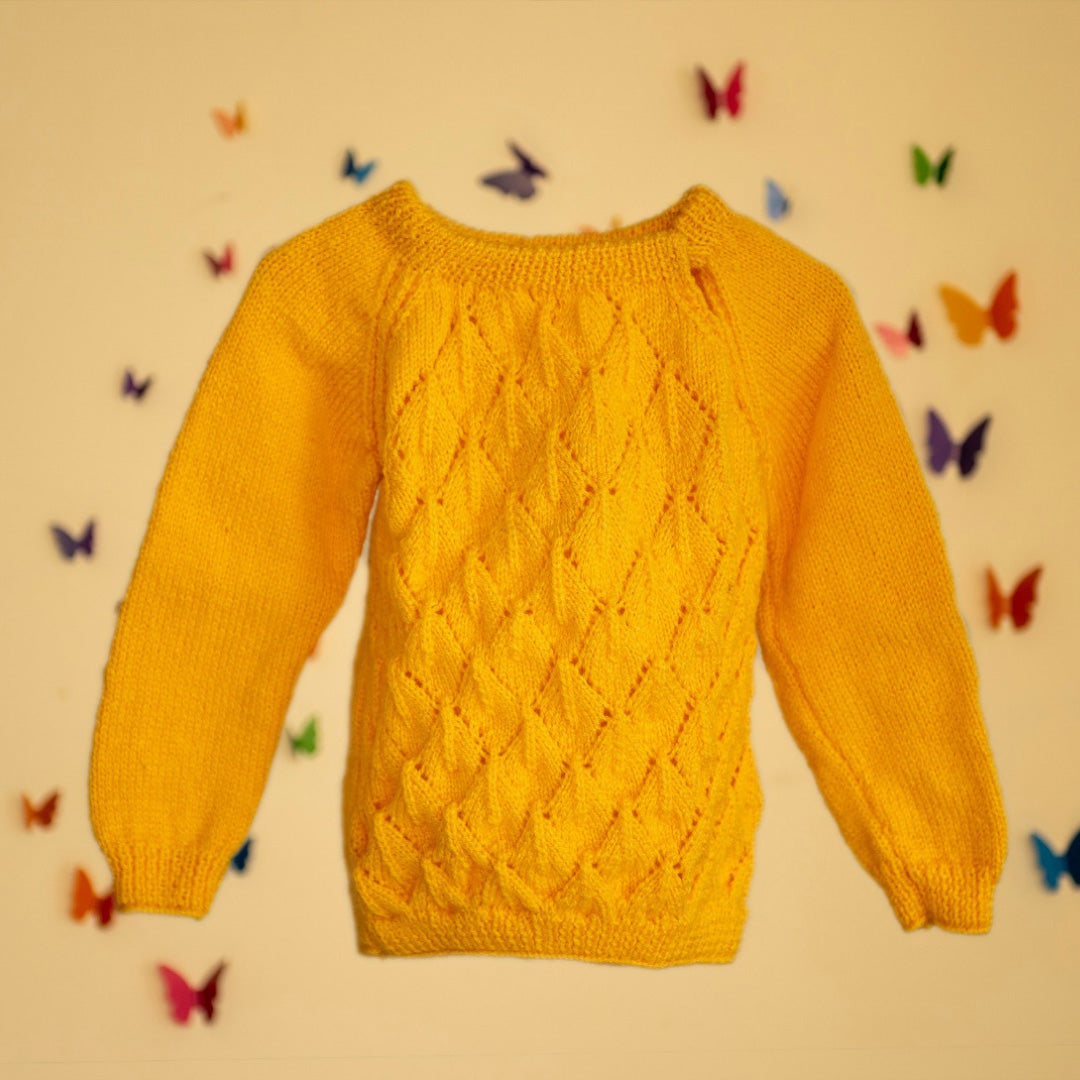 Yellow Handknitted Woollen Pullover