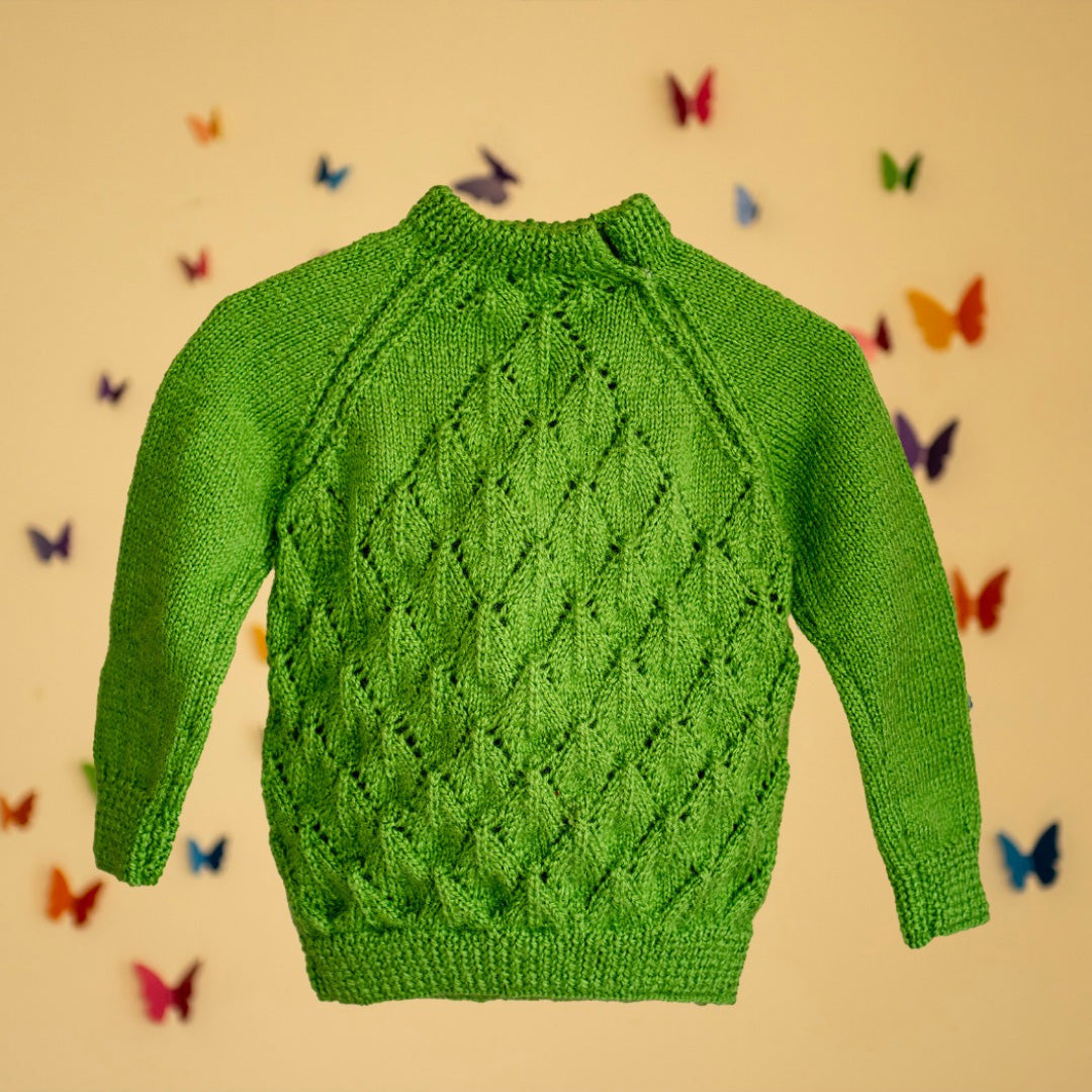 Green Handknitted Woollen Pullover