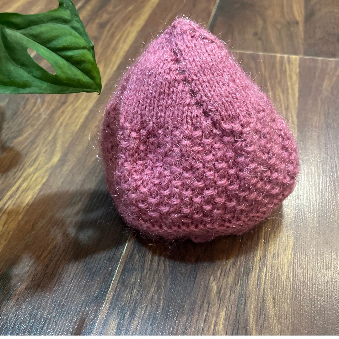 Salmon Pink hand-knitted three piece soft woollen infant set