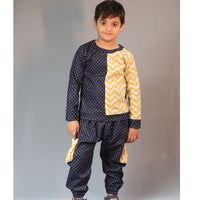 Thumbnail for Blue Printed Laycra Denim Unisex Co-ord Set