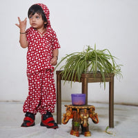 Thumbnail for Red Polka Dot Cotton Block Print hoody 2 Piece Unisex Co-Ord Set