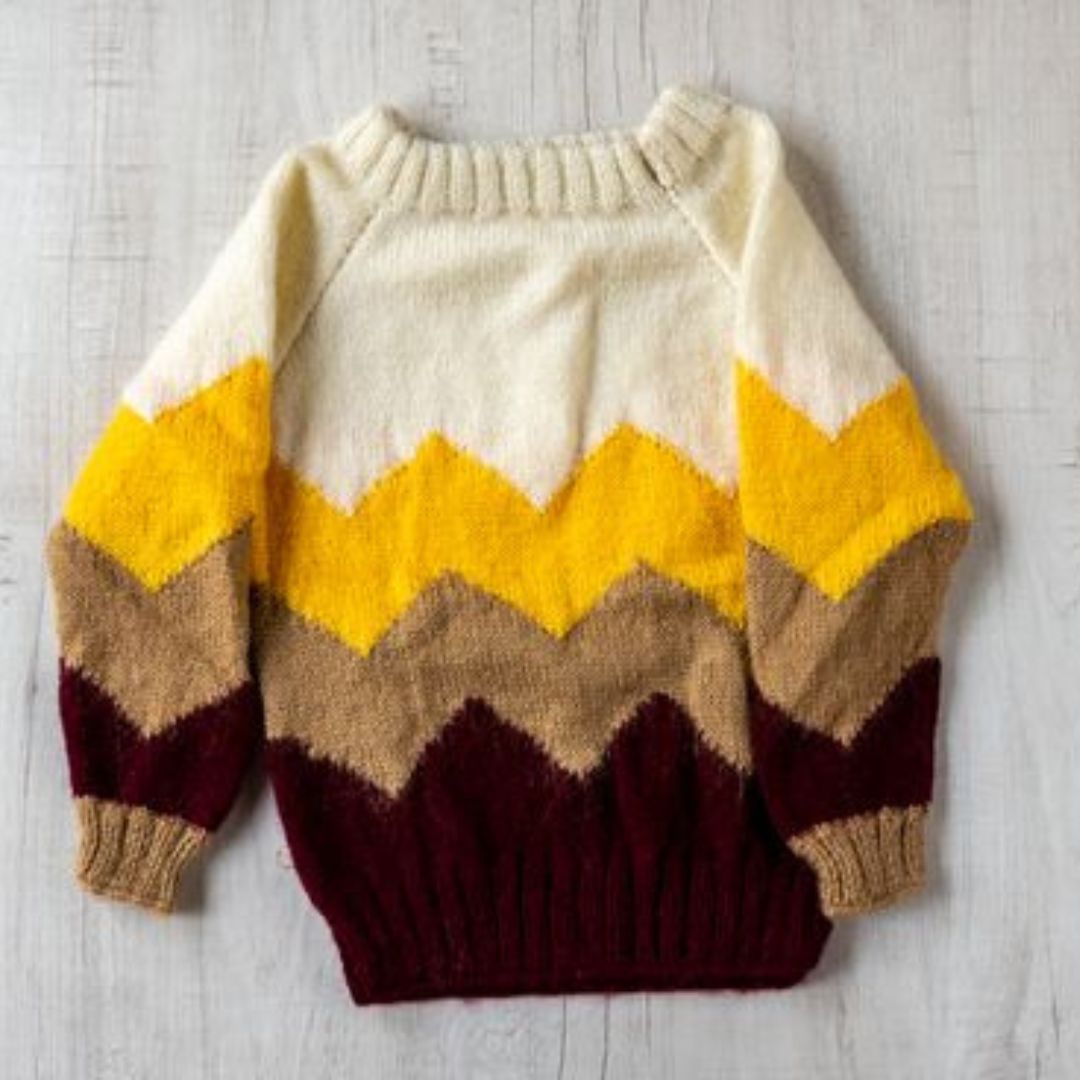 Warm shade of Yellow & Maroon Infant Sweater