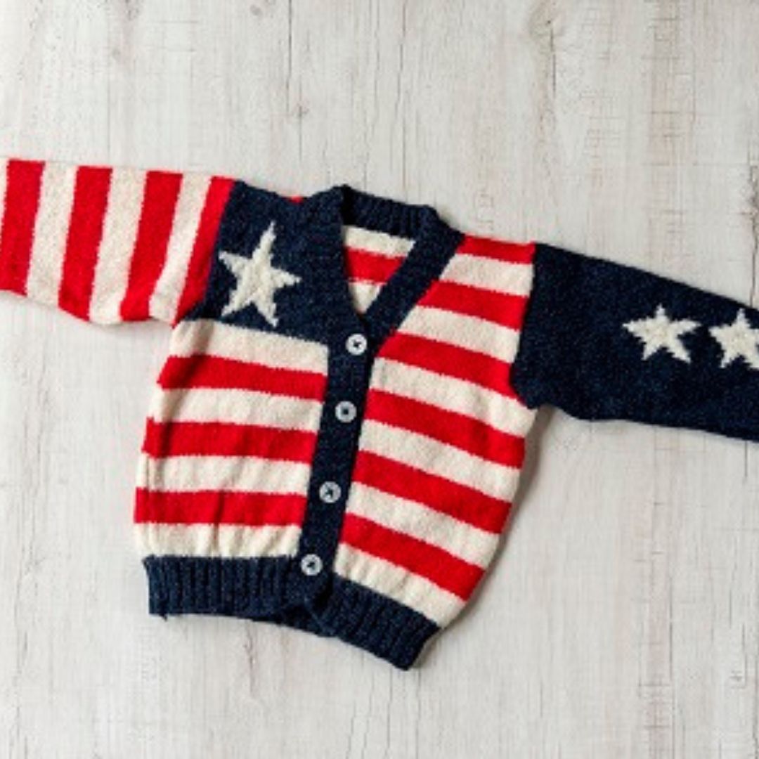 Strip Front Button Infant Sweater