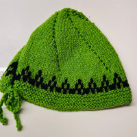 Thumbnail for Green With Black Design Woollen Hand Knitted Three Piece infant set