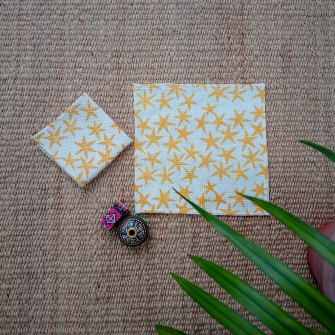 Yellow Star Premium Cotton Face Towel (set of 2)